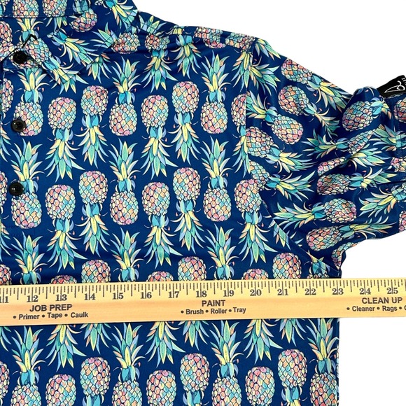 DEOLAX Men's Large Pineapple Print Golf Polo Shirt Blue Tropical Short Sleeve - Picture 8 of 11